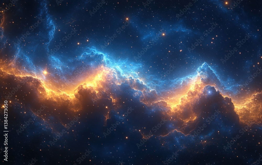 Cosmic Nebula and Glowing Stars in Vast Space Cosmic Nebula and Glowing Stars in Vast Space