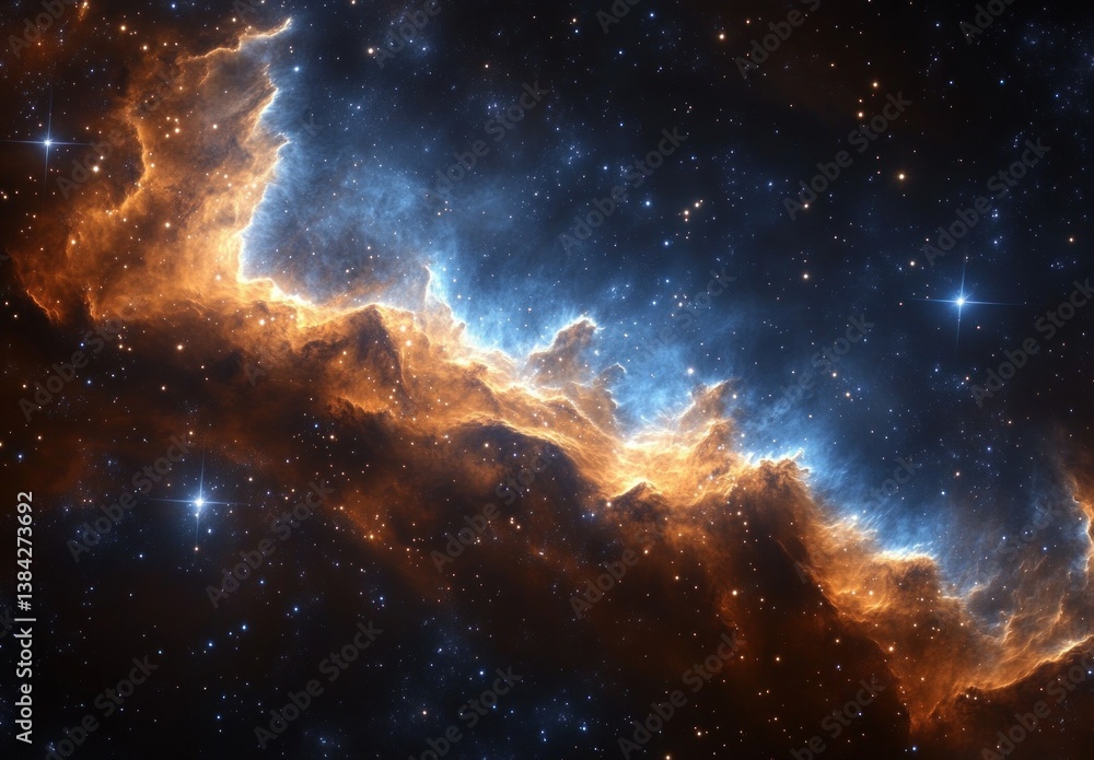 Fototapeta premium Vibrant Cosmic Nebula and Stars in an Interstellar Landscape