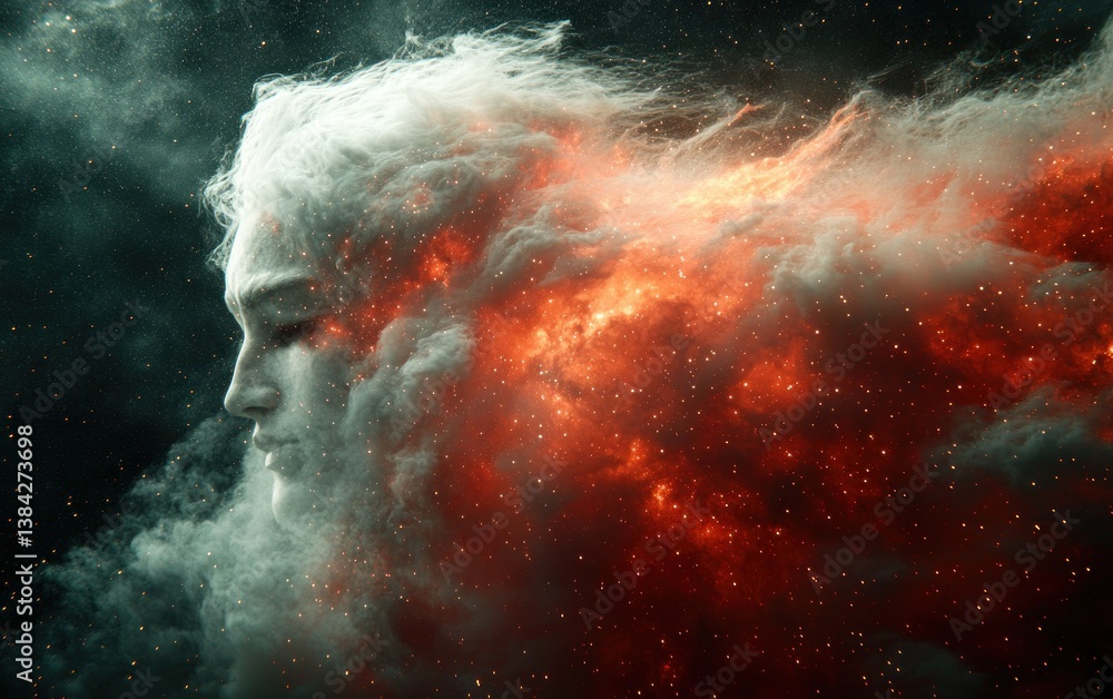 Cosmic Nebula Interstellar Cloud Glowing Stars Astronomical Scene Cosmic Nebula Interstellar Cloud Glowing Stars Astronomical Scene