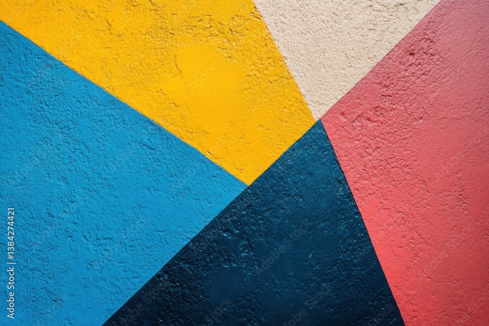 Fototapeta premium Geometric patterns in triadic color scheme with studio lighting and copy space