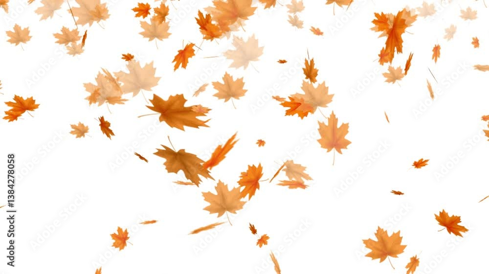  falling maple autumn leaves loop animation, perfect for compositing, motion nature scene abstract background