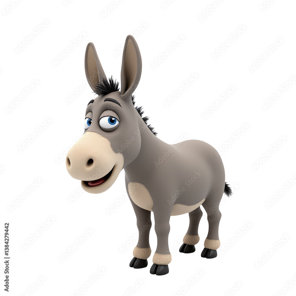 Obraz premium Cartoon donkey with a friendly expression