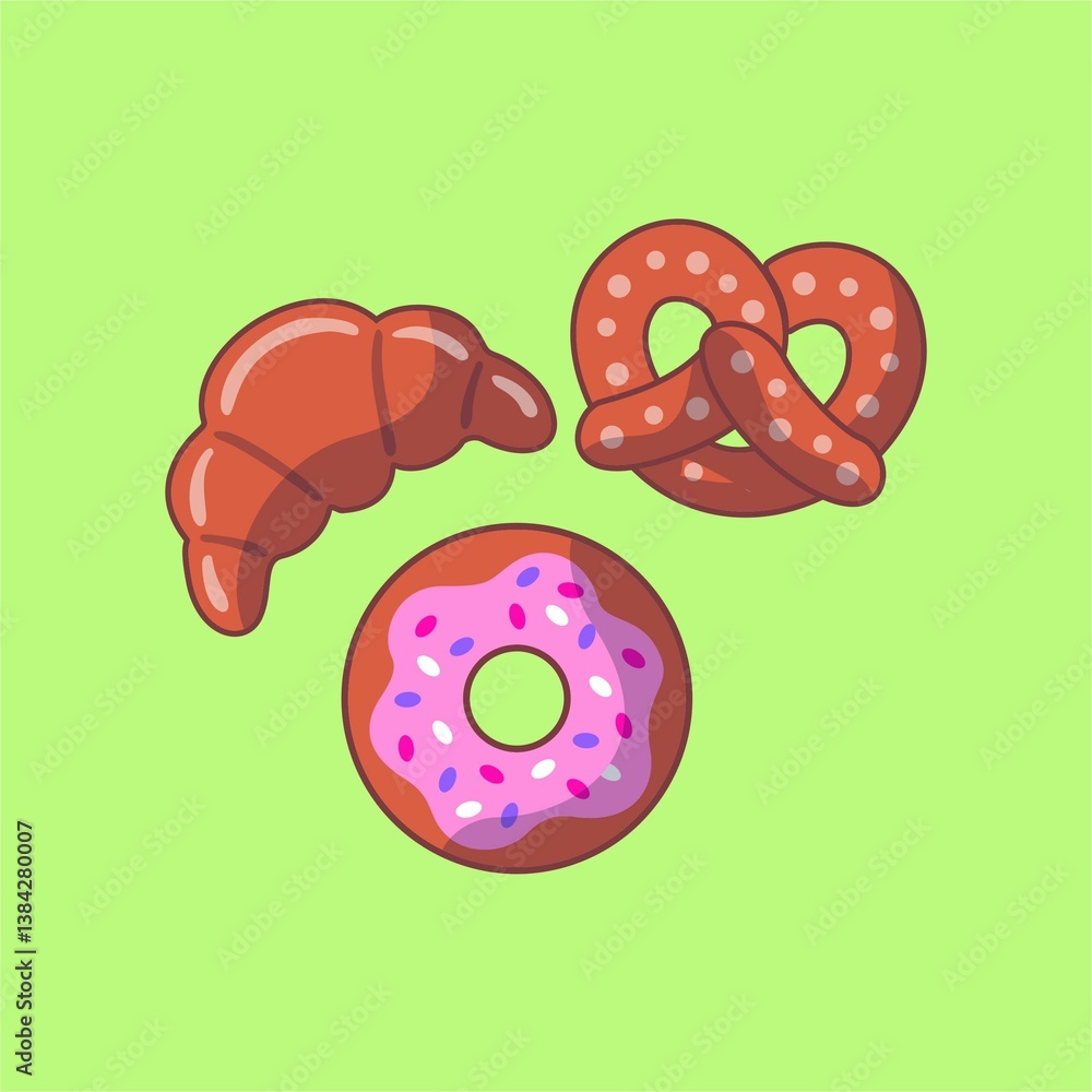 Croissant and Donat Illustration Croissant and Donat Illustration