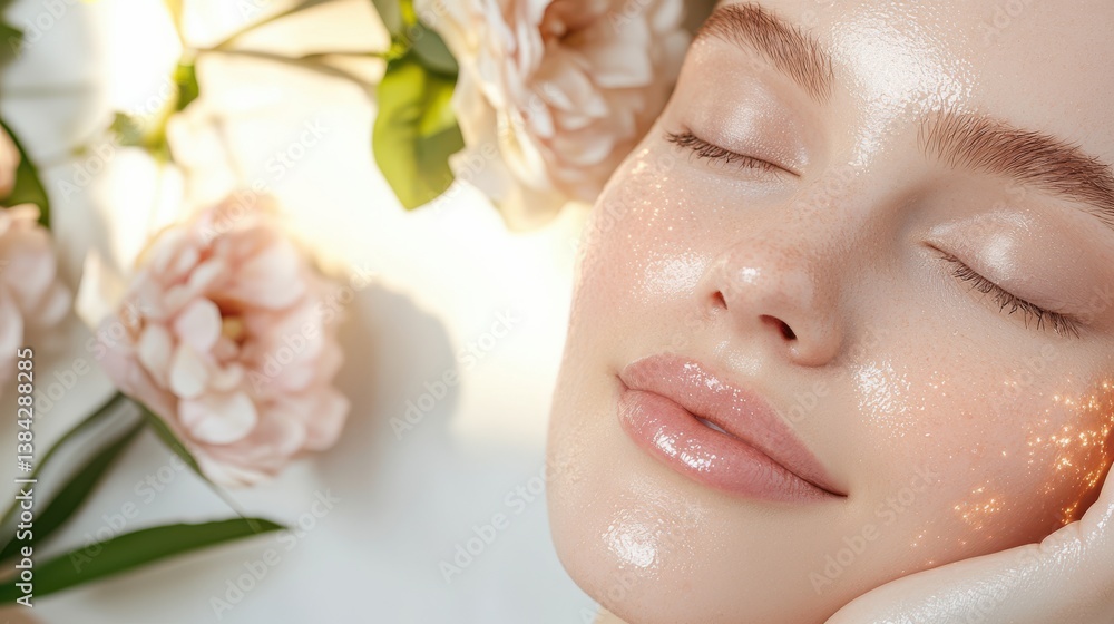 Woman Applying White Powder Lotion to Her Face in a Soft Natural Light Woman Applying White Powder Lotion to Her Face in a Soft Natural Light