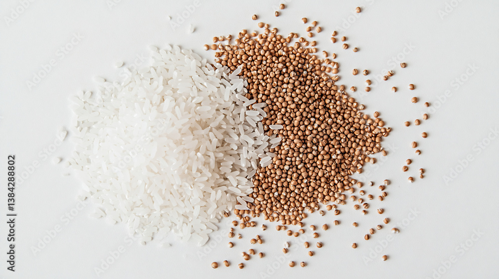 White rice and buckwheat groats White rice and buckwheat groats