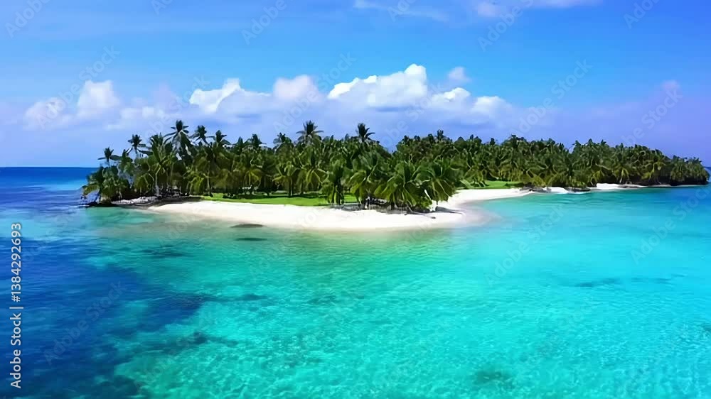 Island Paradise with Clear Turquoise Water Aerial Tropical Beach View Island Paradise with Clear Turquoise Water Aerial Tropical Beach View