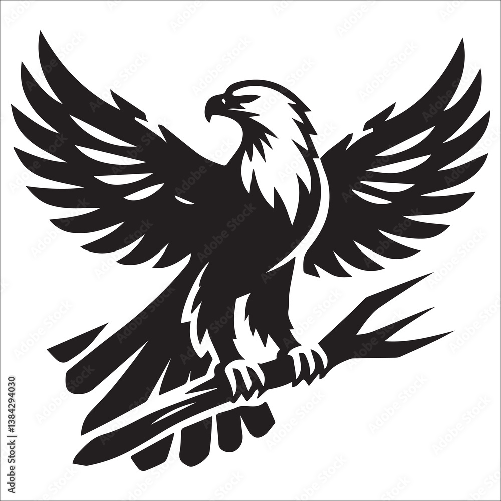 Obraz premium Majestic Eagle Crest Silhouette, Eagle heraldry silhouettes