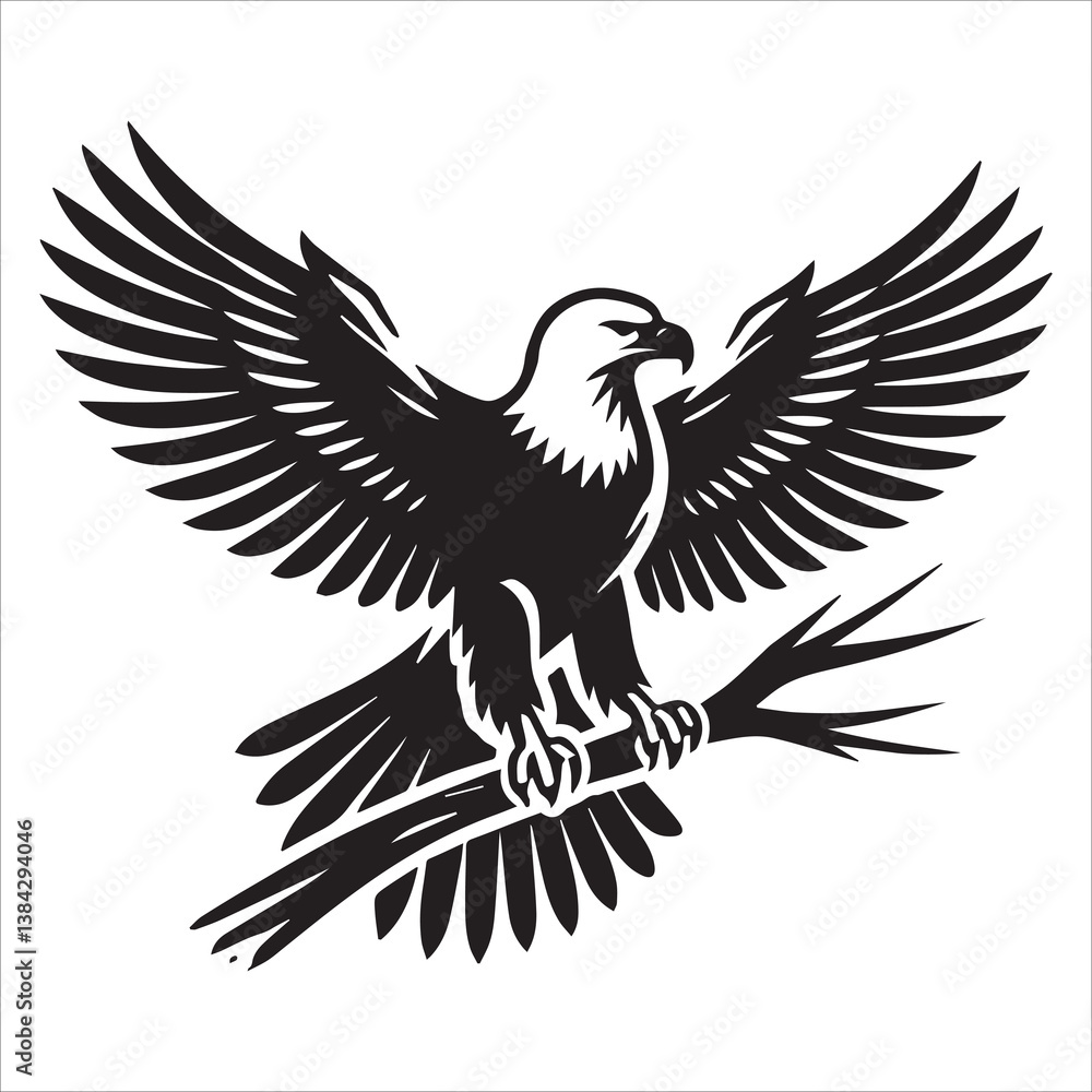 Fototapeta premium Majestic Eagle Crest Silhouette, Eagle heraldry silhouettes