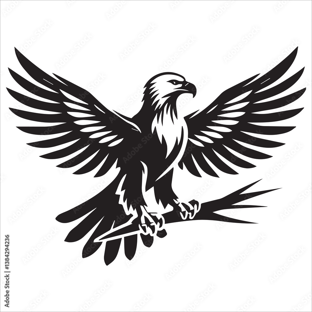 Fototapeta premium Majestic Eagle Crest Silhouette, Eagle heraldry silhouettes