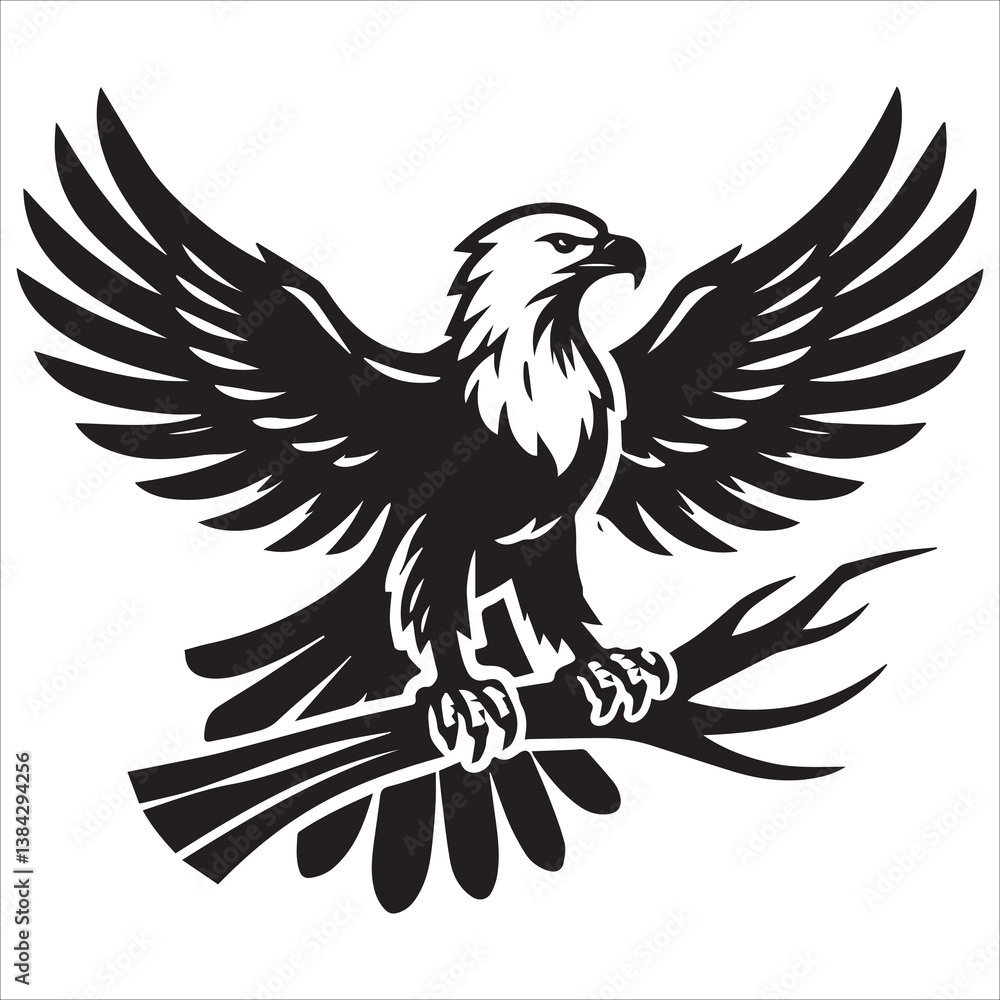 Fototapeta premium Majestic Eagle Crest Silhouette, Eagle heraldry silhouettes