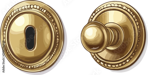 Door Knob vector illustration, isolated on white