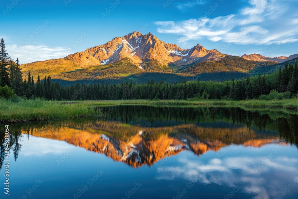 Mountain reflection with triadic color scheme and landscape photography Mountain reflection with triadic color scheme and landscape photography
