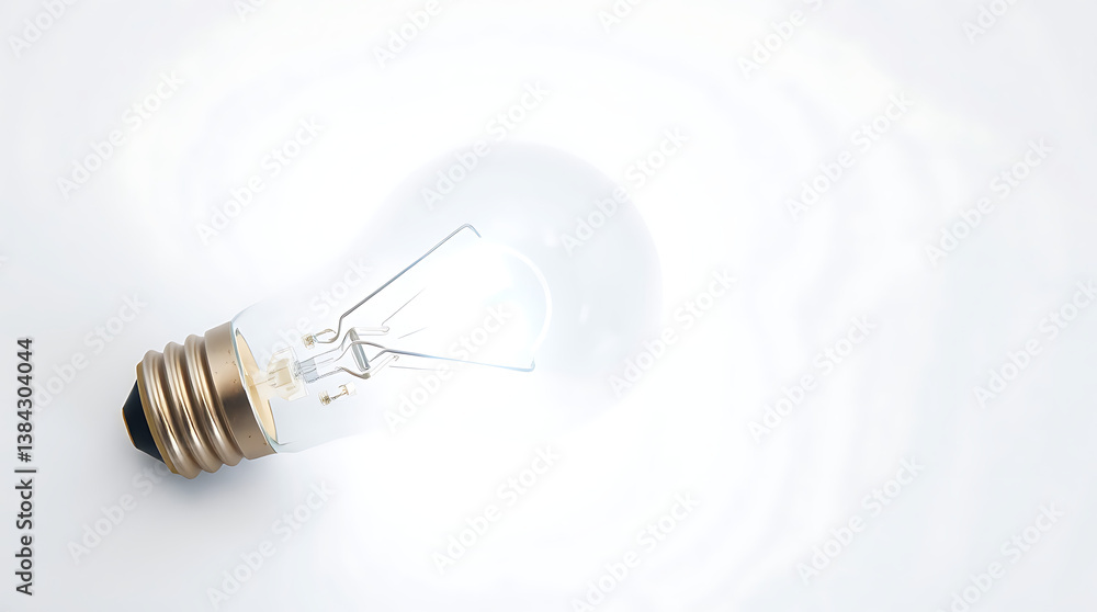 Halogen Bulb Emitting Bright White Glow with Visible Filament on White Background Halogen Bulb Emitting Bright White Glow with Visible Filament on White Background