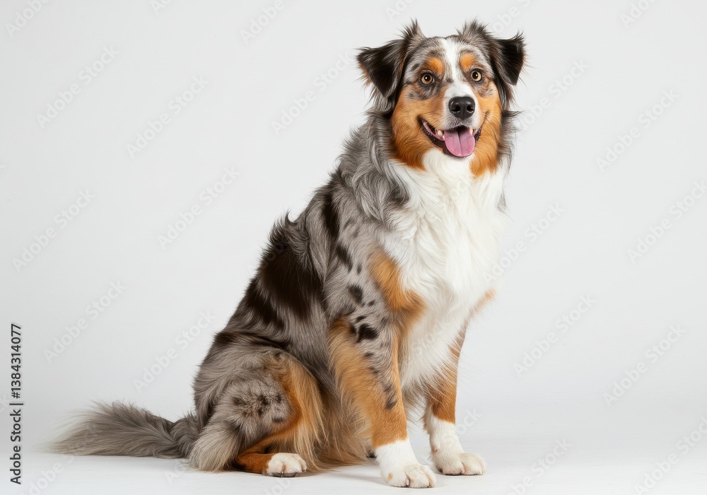 Fototapeta premium Australian shepherd sitting pose alert