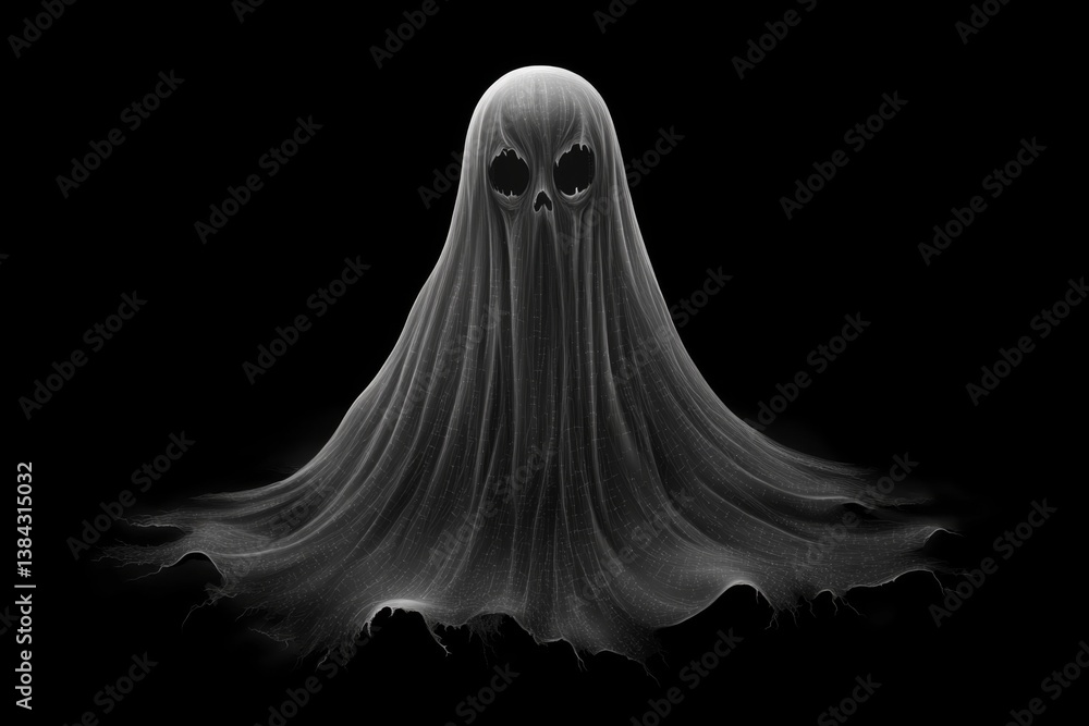 A digital ghost, representing an AI-driven botnet virus, haunting the internet A digital ghost, representing an AI-driven botnet virus, haunting the internet