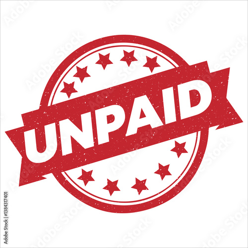 Unpaid round stamp icon grunge distressed style