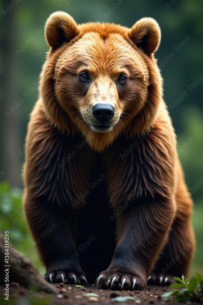 Brown bear with sharp claws and fur, animal, forest, wildlife Brown bear with sharp claws and fur, animal, forest, wildlife