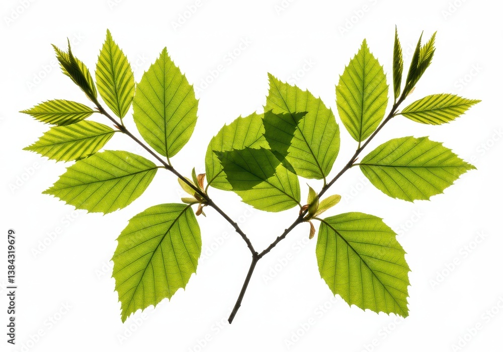 Fototapeta premium Green leaves botanical illustration bright