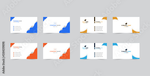 vector illustration of a set of business cards, a simple calling card,  contact us visiting card, own business card ID card, print-ready printing design template.