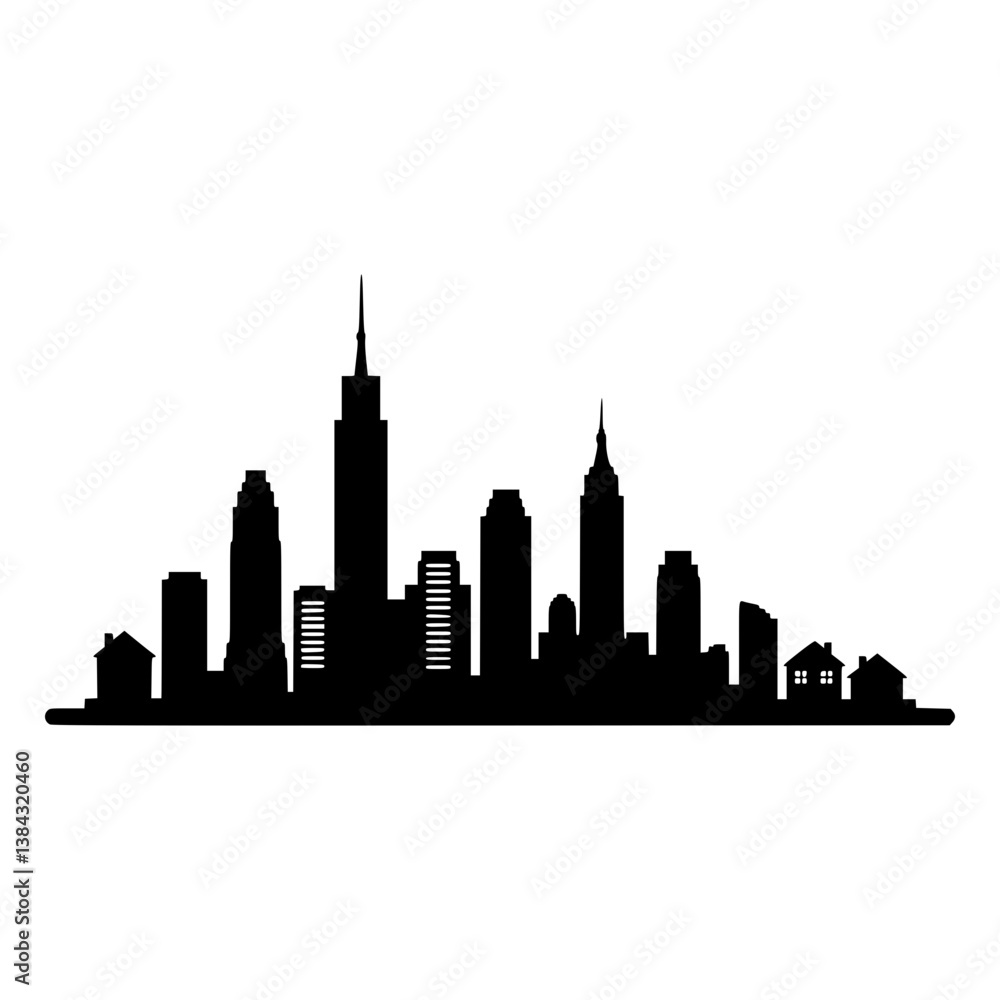 Naklejka premium Urban City Silhouette Image | Skyline Shadow Art