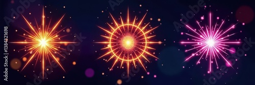 Retro style sparkle vector set, sunburst & starburst outlines , texture, abstract