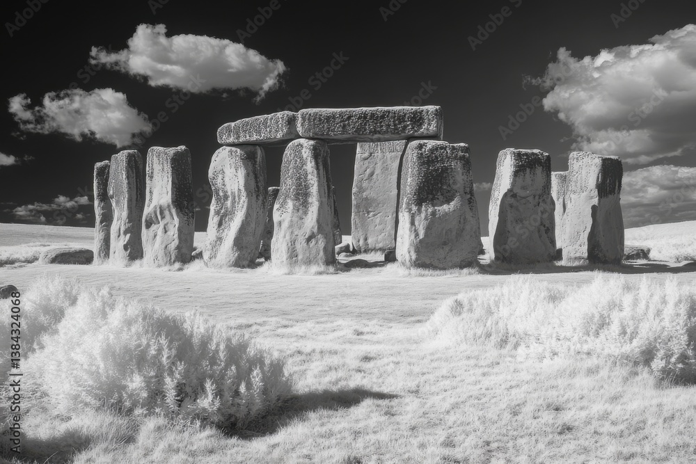 Stonehenge in infrared, surreal atmosphere