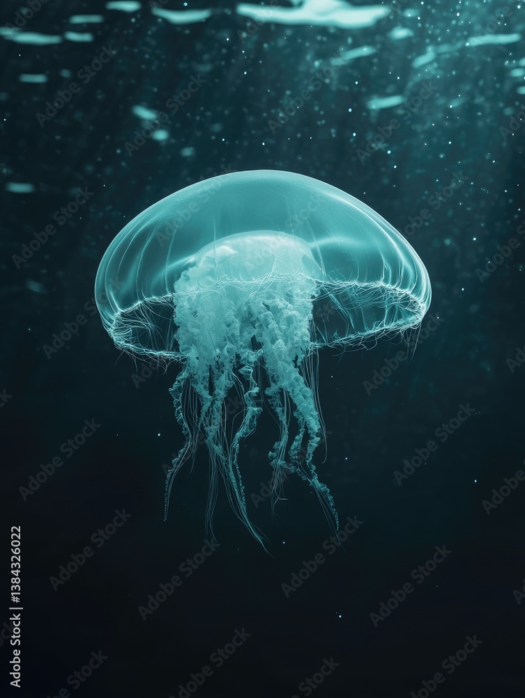Fototapeta premium Ocean Depth: Luminescent Jellyfish.