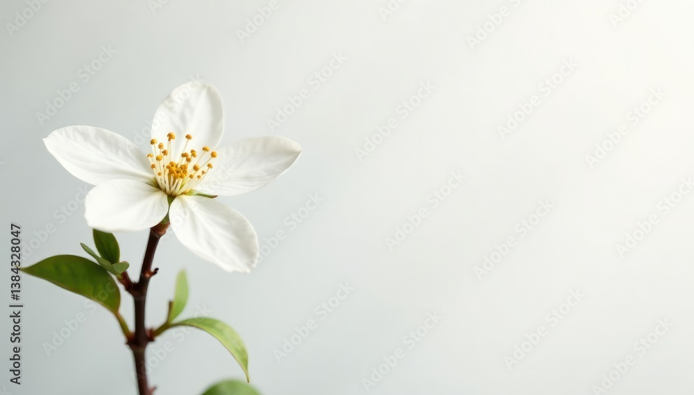 Obraz premium Delicate white blossom against pure white backdrop, flower, pure