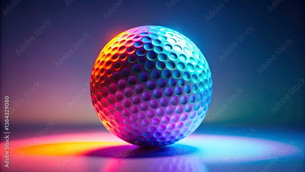 Neon Golf Ball Photography: Vibrant Night Golf, Illuminated Sphere, Glowing Sports, Fluorescent Lighting, Abstract Golf