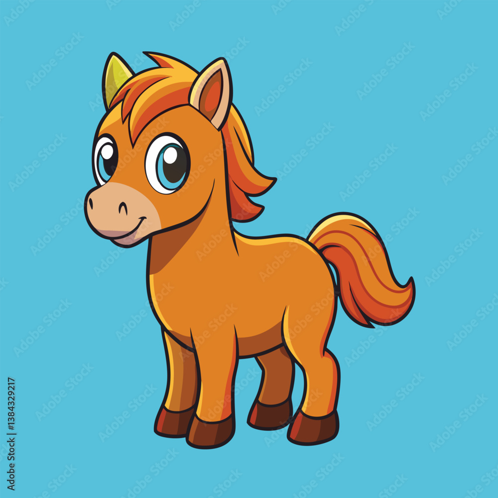 Obraz premium sad cartoon horse simple vector