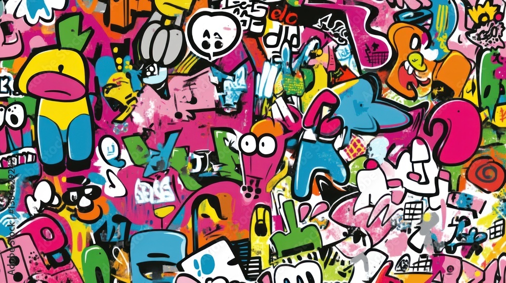 Colorful Graffiti Stickers Pattern Colorful Graffiti Stickers Pattern