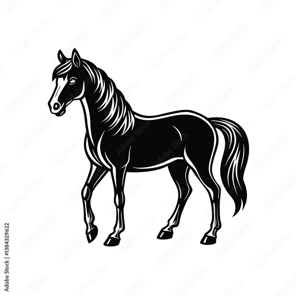 horse walking silhouette vector on white background horse walking silhouette vector on white background