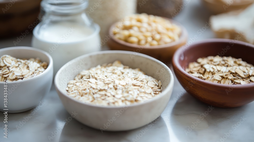 Oat milk, grains, kitchen, healthy food Oat milk, grains, kitchen, healthy food