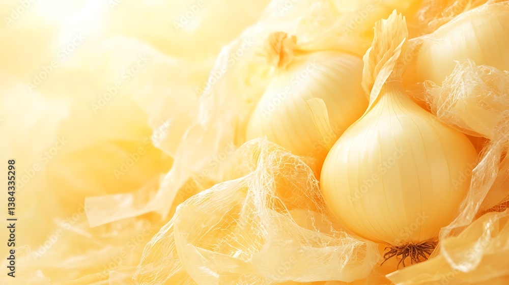 A festive National Onion Day background featuring fresh onions with golden, papery skin, against a soft yellow gradient