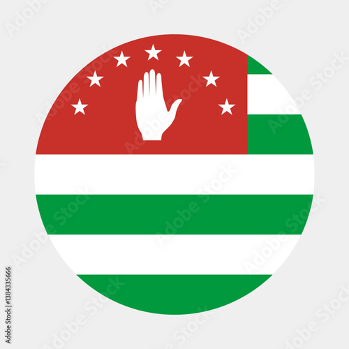 Abkhazia flag. Republic of Abkhazia circle flag. Flag icon. Standard color. Round flag. Computer illustration. Digital illustration. Vector illustration.
