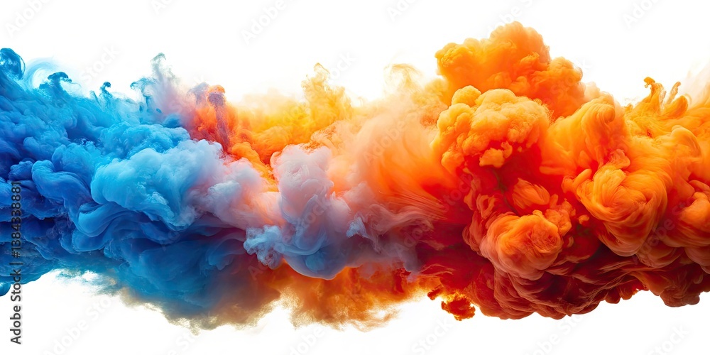 Fototapeta premium Dramatic Swirling Clouds Silhouette Photography - Orange Blue Sky, Atmospheric Display, Nature, Sunrise, Sunset