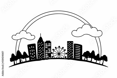 Cityscape, vector background, black silhouette