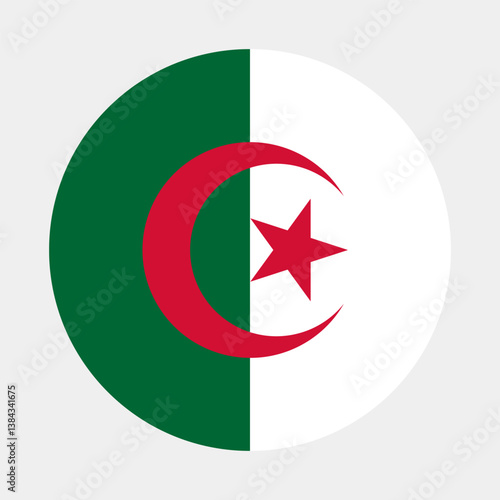 Algeria circle flag logo icon digital vector illustration