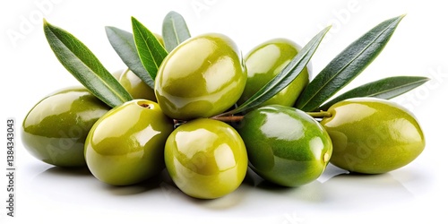 Wallpaper Mural Glossy Green Olives with Bokeh: Culinary Photography, Food Styling, Olive Branch, Fresh Produce Torontodigital.ca