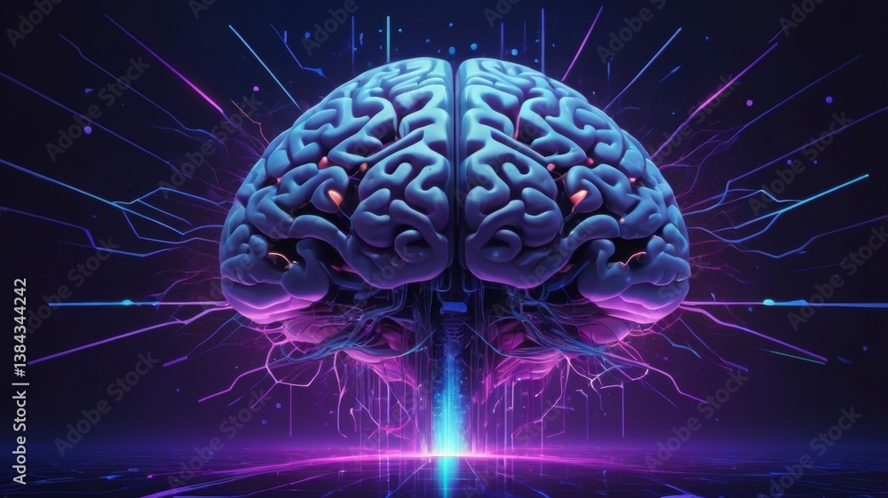 Artistic representation of a brain against a bright blue background capturing the essence of thought and intelligence in a stunning high fidelity ai generated conceptual artwork Artistic representation of a brain against a bright blue background capturing the essence of thought and intelligence in a stunning high fidelity ai generated conceptual artwork