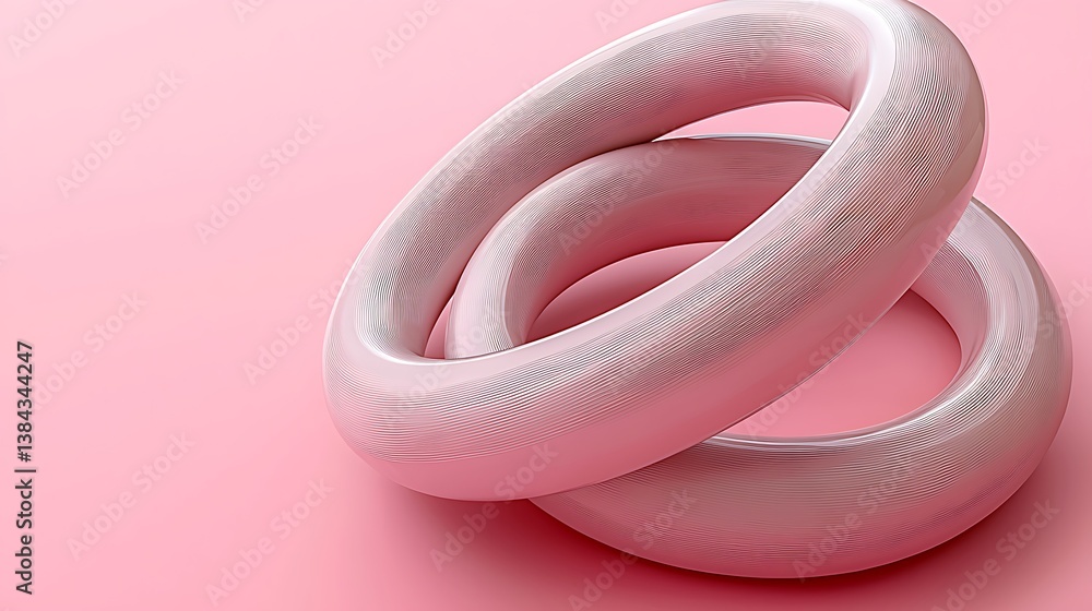 Fototapeta premium Interlocked Pink Torus Shapes Abstract Design