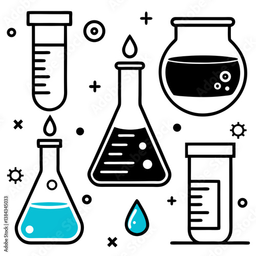 vector illustration of laboratory glassware