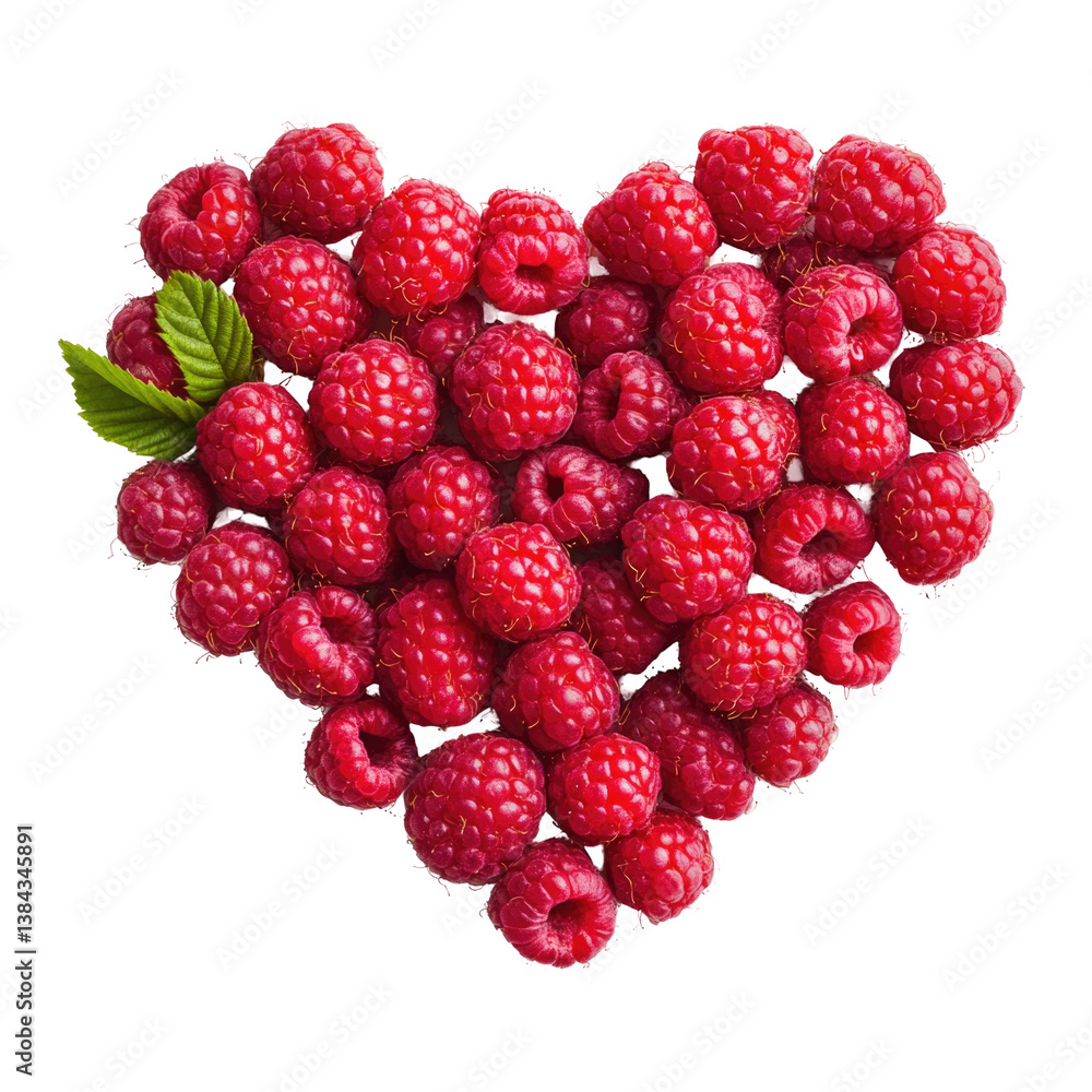 Heart-Shaped Raspberries on transparent background Heart-Shaped Raspberries on transparent background