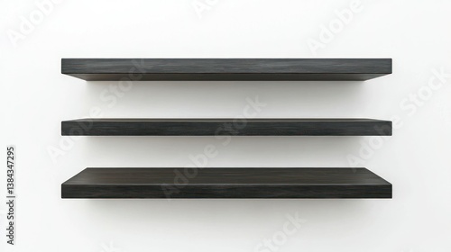 Floating wall shelves isolated on white background