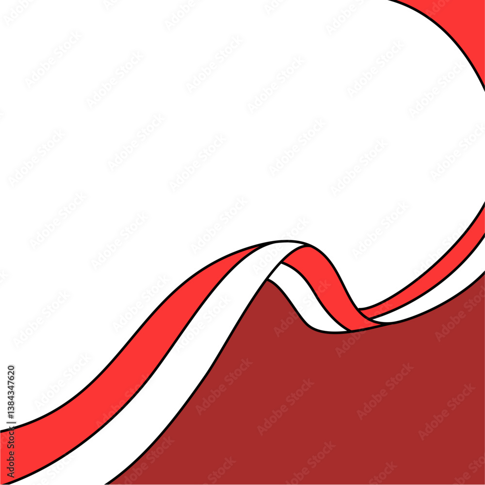 Elegant Indonesian Flag Curve Ribbon with Wavy Border for Decoration and Celebration Elegant Indonesian Flag Curve Ribbon with Wavy Border for Decoration and Celebration