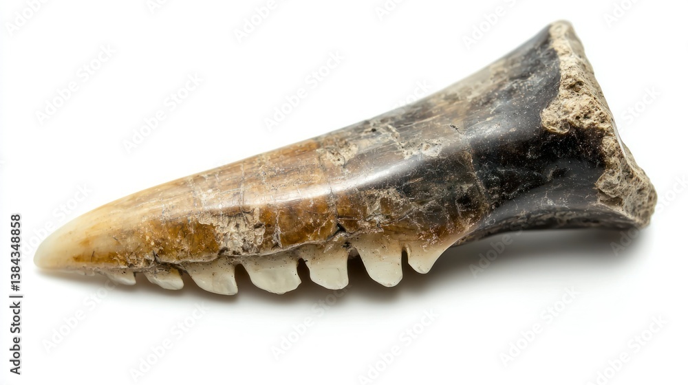 Fossilized Shark Tooth isolated on white background Fossilized Shark Tooth isolated on white background