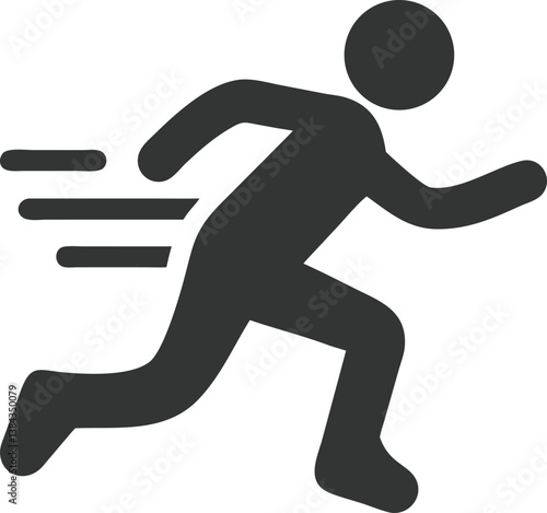 Silhouette of Running Man with Speed Lines on Transparent Background Design