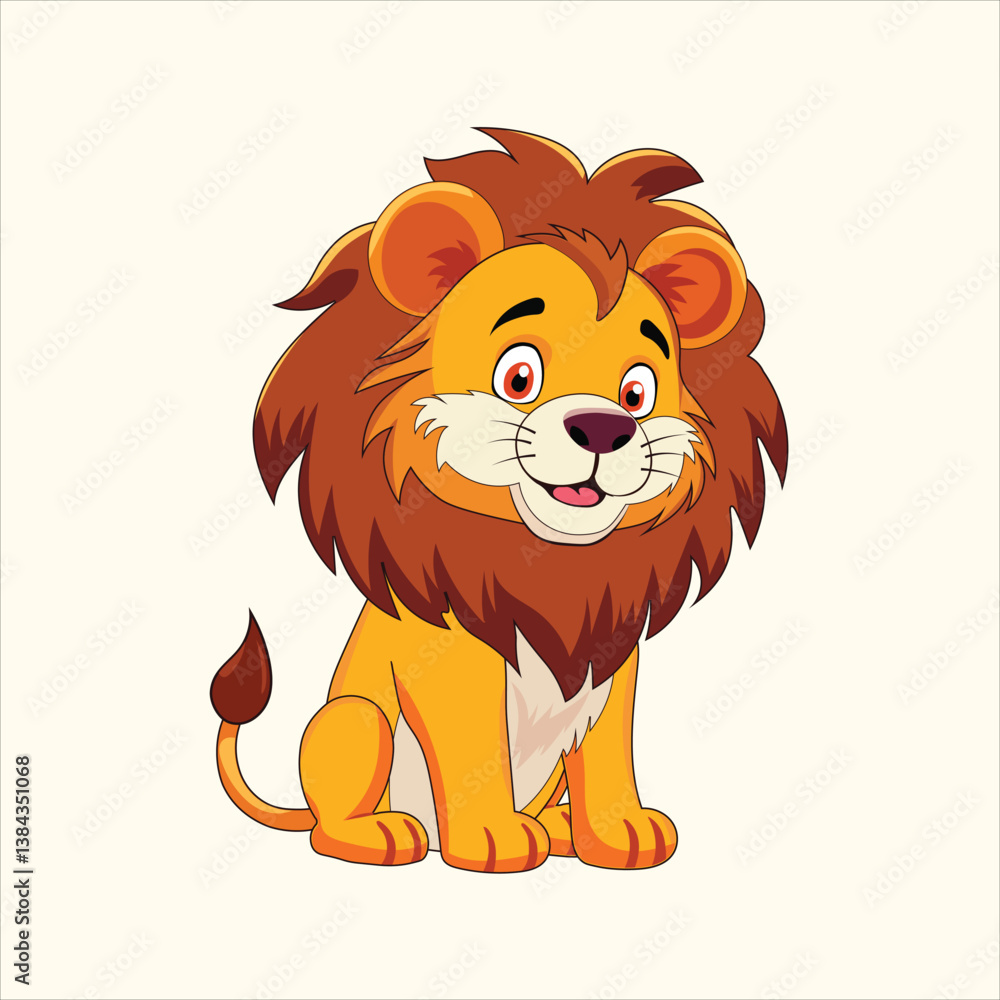 Adorable baby lion vector illustration with a cheerful smile, isolated on a flat background. A cute, friendly African wildlife character, perfect for jungle, big cat, and animal-themed designs. Adorable baby lion vector illustration with a cheerful smile, isolated on a flat background. A cute, friendly African wildlife character, perfect for jungle, big cat, and animal-themed designs.