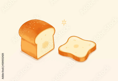 Loaf and Slice of Bread with Starry Sparkle