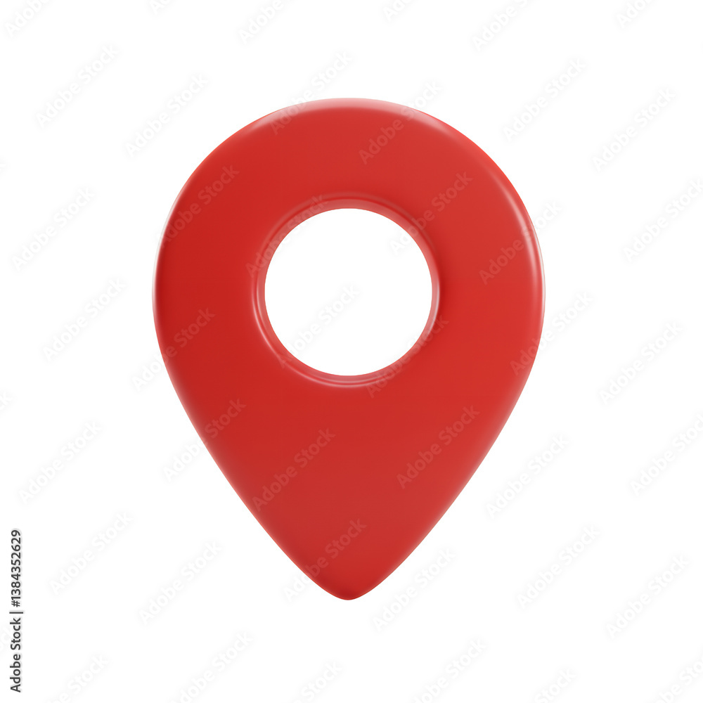 A Striking 3D Render of a Red Location Marker Pin Illustrating Navigation and Geolocation A Striking 3D Render of a Red Location Marker Pin Illustrating Navigation and Geolocation